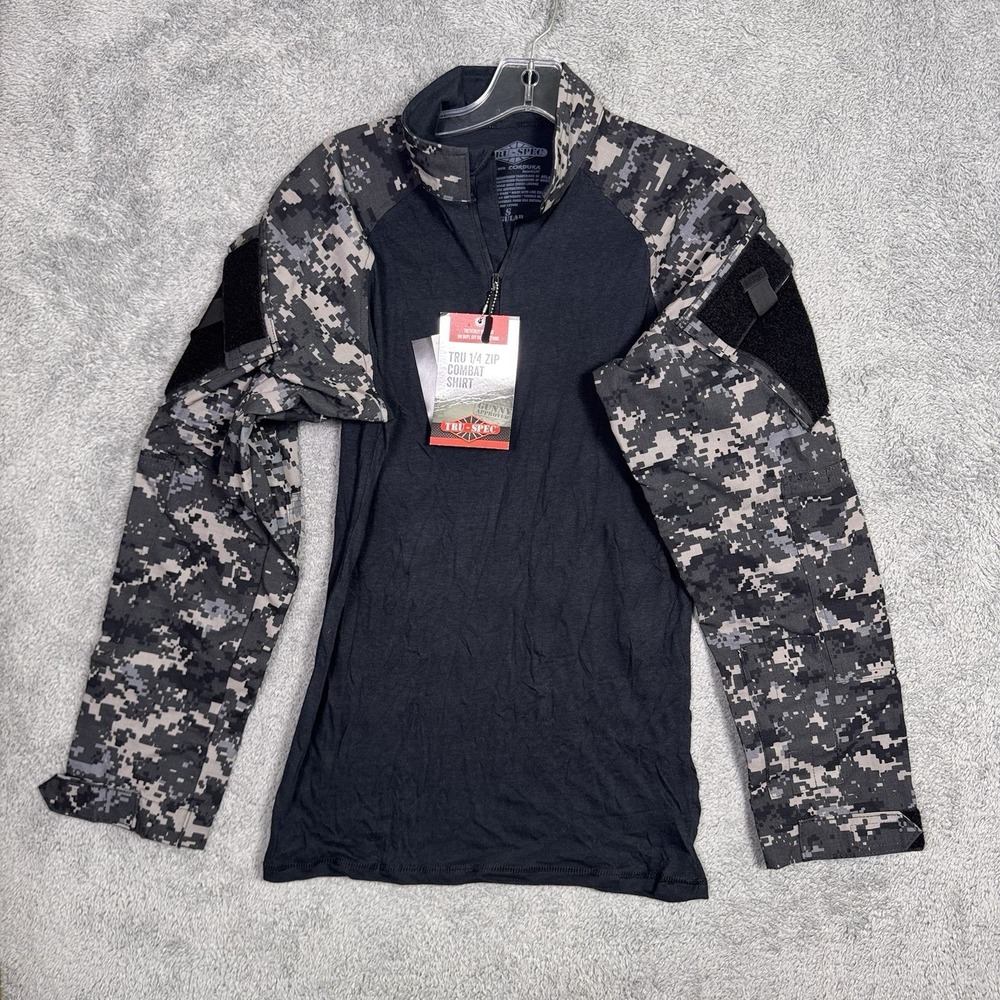 Tru-Spec Combat Shirt Men's S Reg 1/4 Zip Digital Camo Cordura Fabric Tactical